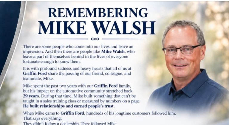 Mike Walsh Obituary, Death - Beloved Griffin Ford Salesman and Trusted Automotive Community Member Dies